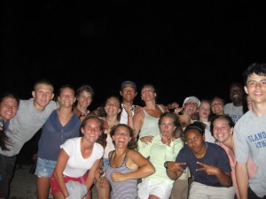 Students on Boys Dorm Beach for the 4th of July bonfire.