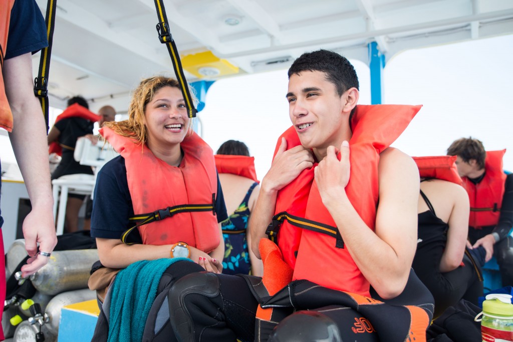 All smiles after their last dive at The Cage