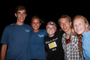 Summer Term students gathered on Boys Dorm Beach for a Fourth of July bonfire.