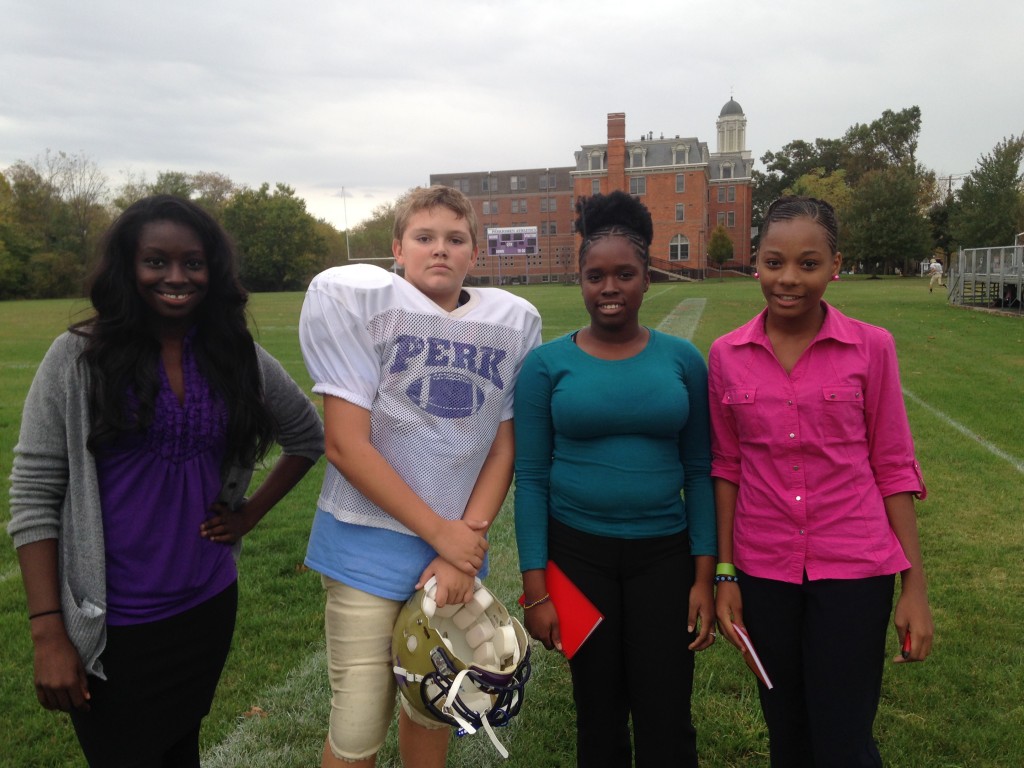 Megan Sweeting DCMS '11, Zachary Carey DCMS '14 introduce Perkiomen to Trevonya Pinder and Dashae Clarke